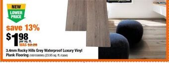 Home Depot 3.4mm rocky hills grey waterproof luxury vinyl plank flooring offer