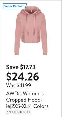 Walmart Awdis women's cropped hoodie|2xs-xl|4 colors offer