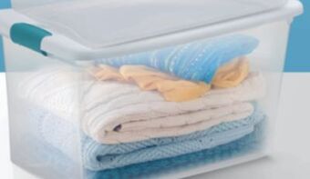 Home Hardware 61l latch clear storage box offer