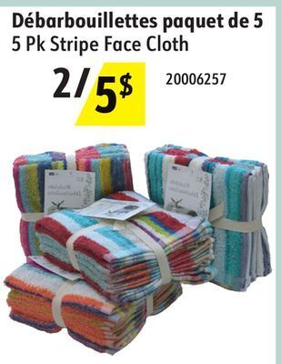 Sushi Shop 5 pk stripe face cloth offer