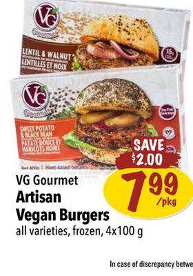 Farm Boy Vg gourmet artisan vegan burgers offer