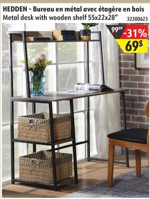 Sushi Shop Metal desk with wooden shelf offer