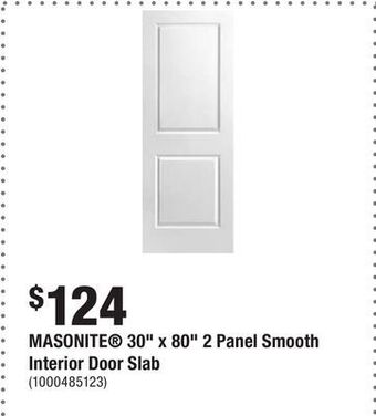 Home Depot Masonite® 30 x 80 2 panel smooth interior door slab offer