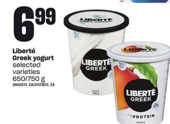 Zehrs Markets Liberté greek yogurt, 650/750 g offer