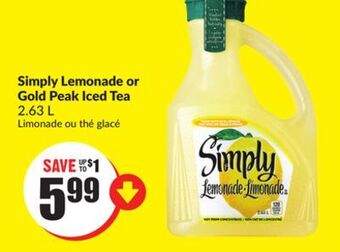 Chalo FreshCo Simply lemonade or gold peak iced tea 2.63 l offer