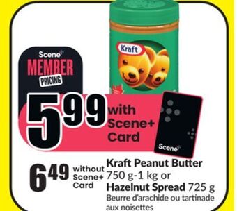 Chalo FreshCo Kraft peanut butter 750 g - 1 kg or hazelnut spread 725 g offer