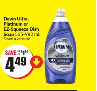 Chalo FreshCo Dawn ultra, platinum or ez-squeeze dish soap 535-982 ml offer