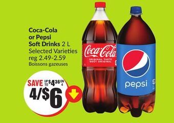 FreshCo Coca-cola or pepsi soft drinks 2l selected varieties offer