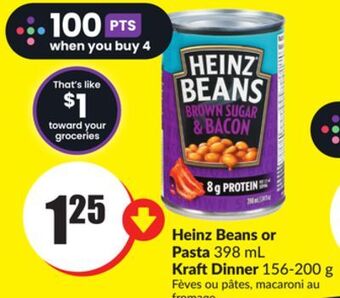 FreshCo Heinz beans or pasta 398 ml kraft dinner 156-200 g offer