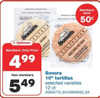 Wholesale Club Sonora 10 tortillas, 12 ct offer