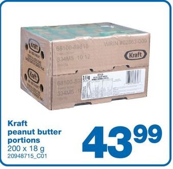Wholesale Club Kraft peanut butter portions, 200 x 18 g offer