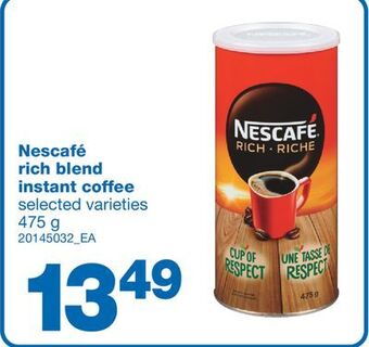Wholesale Club Nescafé rich blend instant coffee, 475 g offer