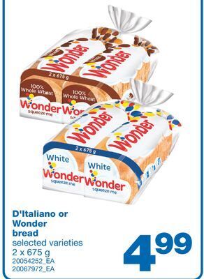 Wholesale Club D'italiano or wonder bread, 2 x 675 g offer