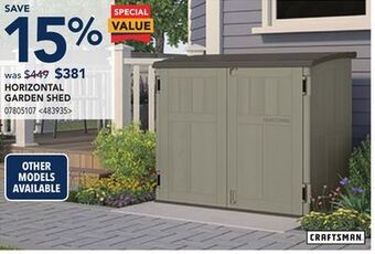 RONA Craftsman horizontal garden shed offer