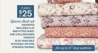 Giant Tiger Queen sheet set offer