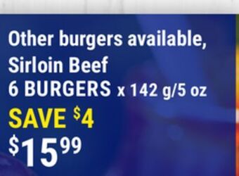 M & M Food Market Sirloin beef burger offer