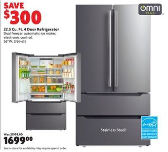 Home Hardware 22.5 cu. ft. 4 door refrigerator offer