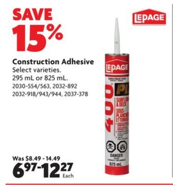 Home Hardware Construction adhesive offer