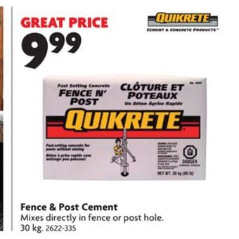 Home Hardware Fence & post cement offer