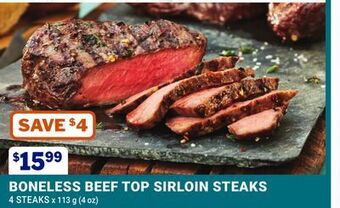 M & M Food Market Boneless beef top sirloin steaks offer