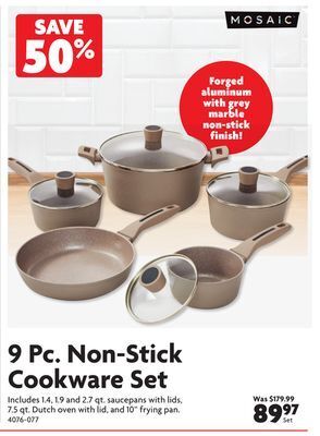 Home Hardware 9 pc. non-stick cookware set offer