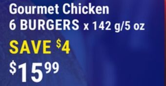 M & M Food Market Gourmet chicken burgers offer