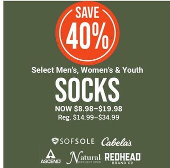 Bass Pro Select men's, women's & youth socks offer