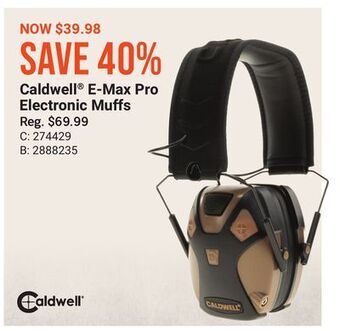 Bass Pro Caldwell® e-max pro electronic muffs offer