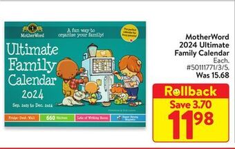 Walmart Motherword 2024 ultimate family calendar offer