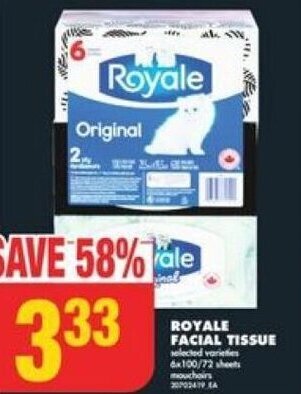 No Frills Royale Facial Tissue offer