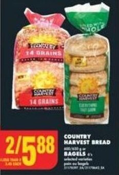 No Frills COUNTRY HARVEST BREAD OR BAGELS offer