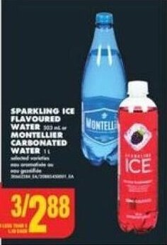 No Frills SPARKLING ICE FLAVOURED WATER or MONTELLIER CARBONATED WATER 1L offer