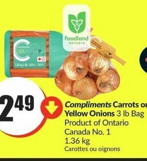 FreshCo Compliments Carrots or Yellow Onions 3 lb offer