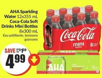 FreshCo AHA Sparkling Water 12x355 mL Coca-Cola Soft Drinks Mini Bottles 8x300 mL offer