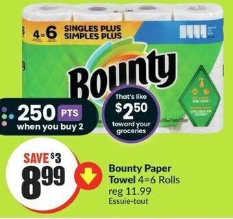 FreshCo Bounty Paper Towel 4-6 Rolls offer