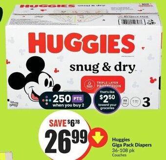 FreshCo Huggies Giga Pack Diapers 36-108 pk offer