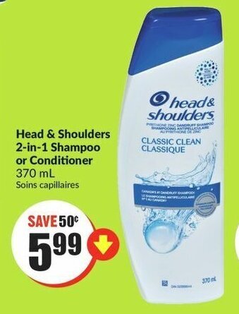 FreshCo Head & Shoulders 2-in-1 Shampoo or Conditioner 370 mL offer