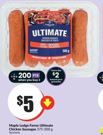 FreshCo Maple Lodge Farms Ultimate Chicken Sausages 375-500 g offer