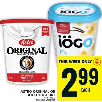 Food Basics ASTRO ORIGINAL OR IÖGO YOGOURT offer