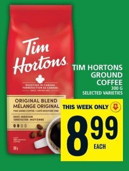 Food Basics TIM HORTONS GROUND COFFEE 300G offer