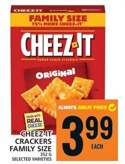 Food Basics CHEEZ-IT CRACKERS FAMILY SIZE 352 G offer