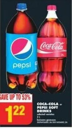 No Frills COCA-COLA OR PEPSI SOFT DRINKS offer