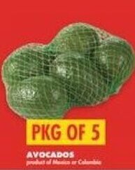 No Frills AVOCADOS PKG OF 5 offer