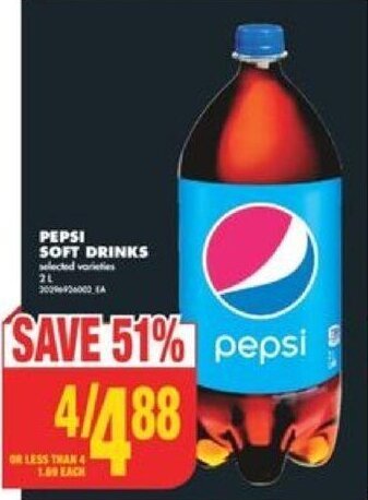No Frills PEPSI SOFT DRINKS, 2 L offer