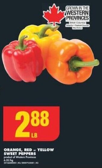 No Frills ORANGE, RED or YELLOW SWEET PEPPERS, offer