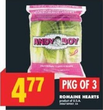 No Frills ROMAINE HEARTS, PKG OF 3 offer