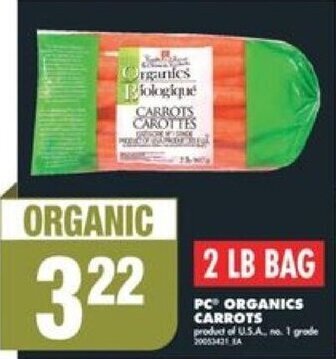 No Frills PC ORGANICS CARROTS, 2 LB BAG offer