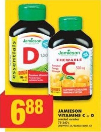 No Frills JAMIESON VITAMINS C or D offer