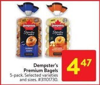 Walmart Dempster's Premium Bagels 5-pack offer
