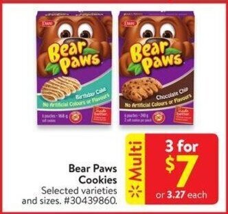 Walmart Bear Paws Cookies offer